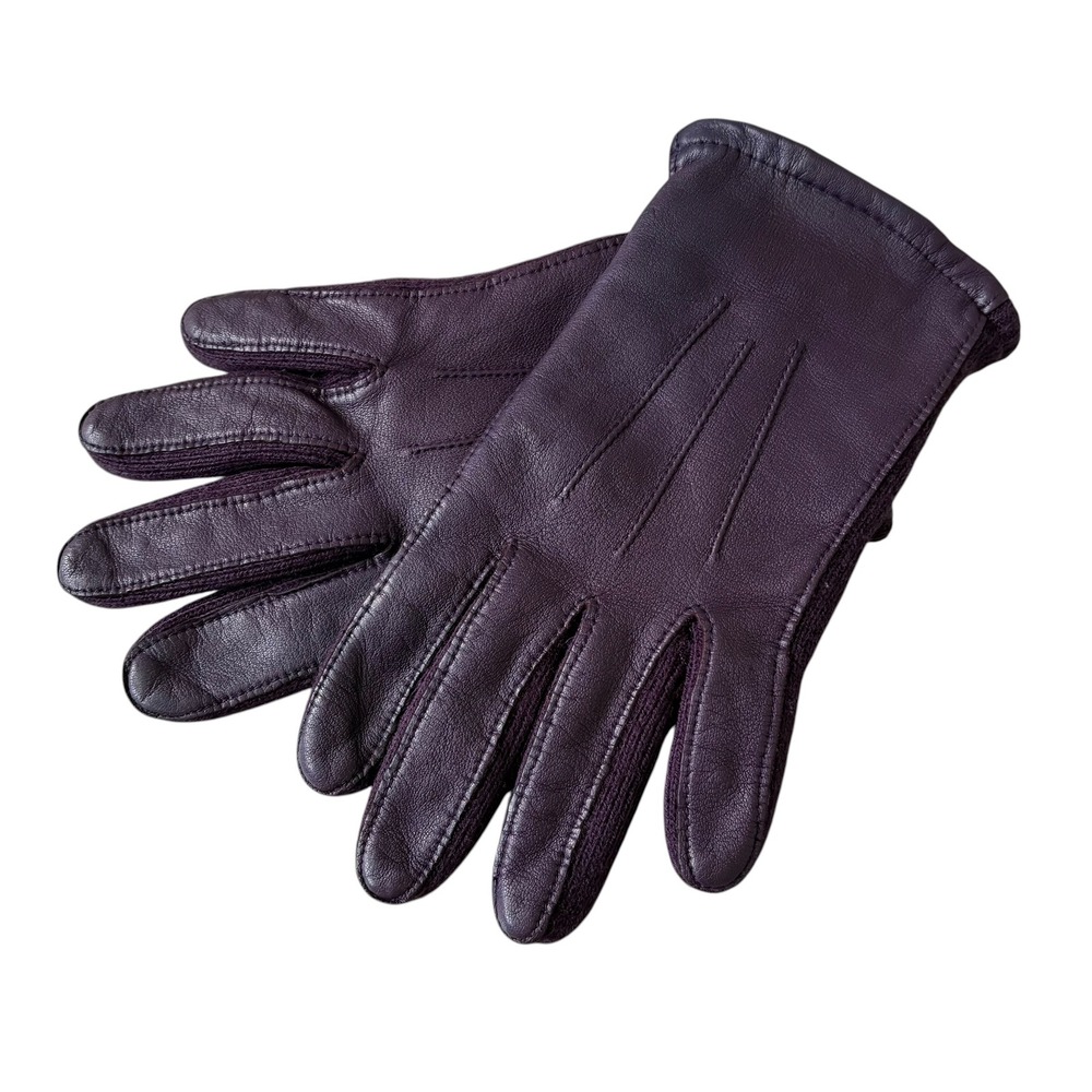 Fownes Womens Genuine Leather Winter Gloves Purple S/M Old Money Mob Wife